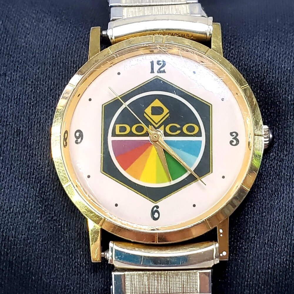 Domco Vintage Mens Wristwatch With Speidel USA Gold/Silver Expansion Band 12 hr - Picture 5 of 11